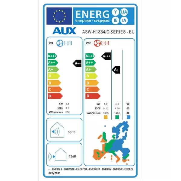 Κλιματιστικό Aux Q Series ASW-H18B4/Q Series 18000 BTU Γκρί A++ A+++ Wi-Fi ( Περιλαμβάνεται )
